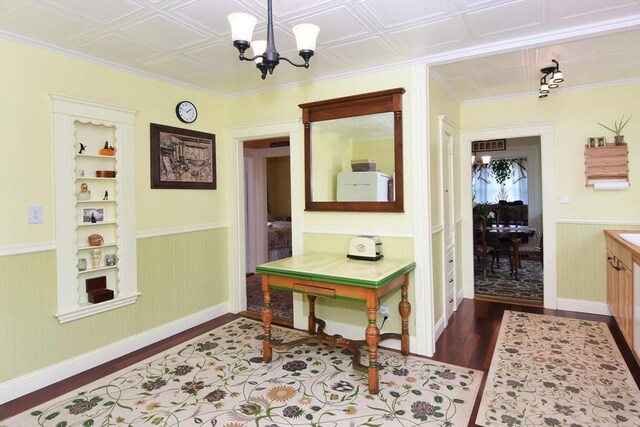 27 Ocean Ave Unit 1, Salem, MA 01970 - hall with a chandelier, wood finished floors, and wainscoting