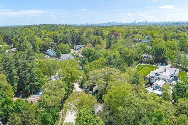 view of property location with a heavily wooded area