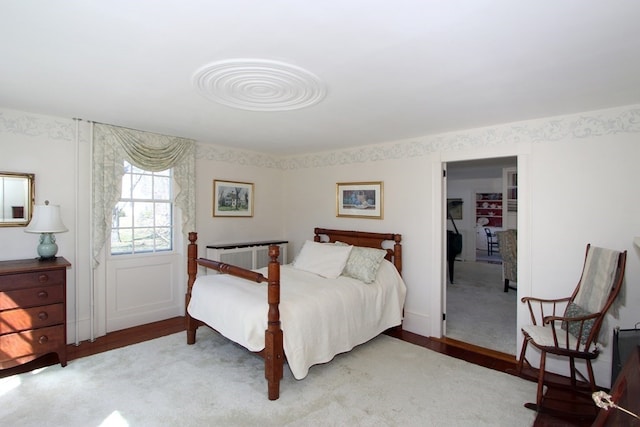 bedroom with light wood-type flooring