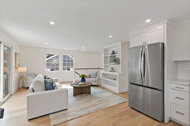 33 Dexter Ave, Sandwich, MA 02563 - living area featuring light wood-type flooring and recessed lighting