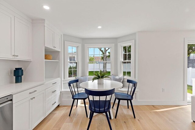 33 Dexter Ave, Sandwich, MA 02563 - dining room with light wood finished floors, recessed lighting, and baseboards