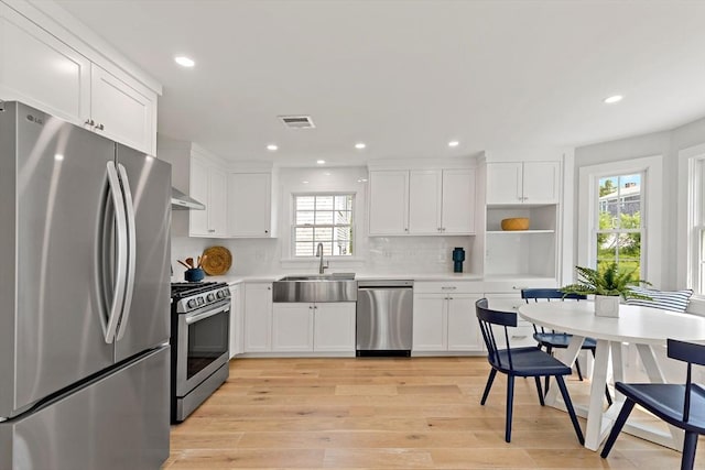 33 Dexter Ave, Sandwich, MA 02563 - kitchen featuring stainless steel appliances, a sink, plenty of natural light, white cabinetry, and recessed lighting