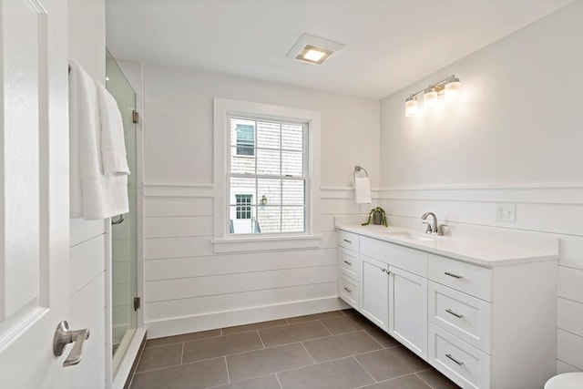 33 Dexter Ave, Sandwich, MA 02563 - full bathroom with tile patterned floors, a shower stall, and vanity