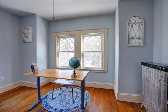 home office featuring hardwood / wood-style flooring