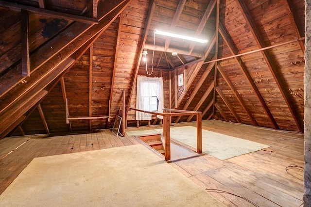 view of unfinished attic