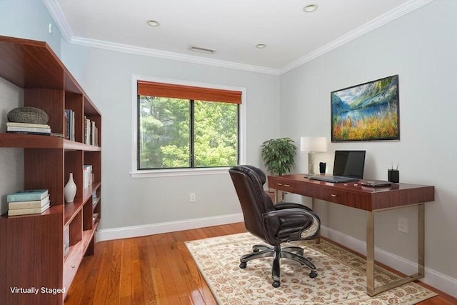 148 Greenbrook Dr Unit 69-6, Stoughton, MA 02072 - home office featuring hardwood / wood-style flooring, baseboards, and ornamental molding