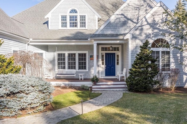 view of front of home with a front yard