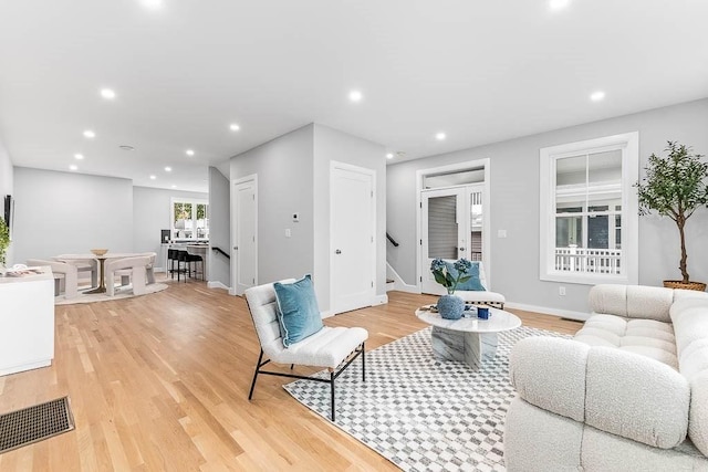 living room featuring light hardwood / wood-style floors