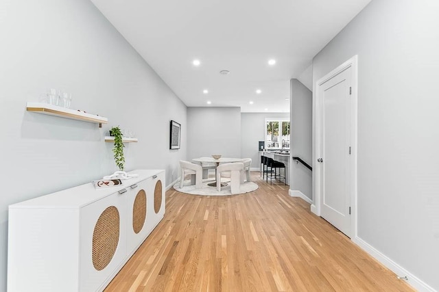 interior space with light hardwood / wood-style flooring