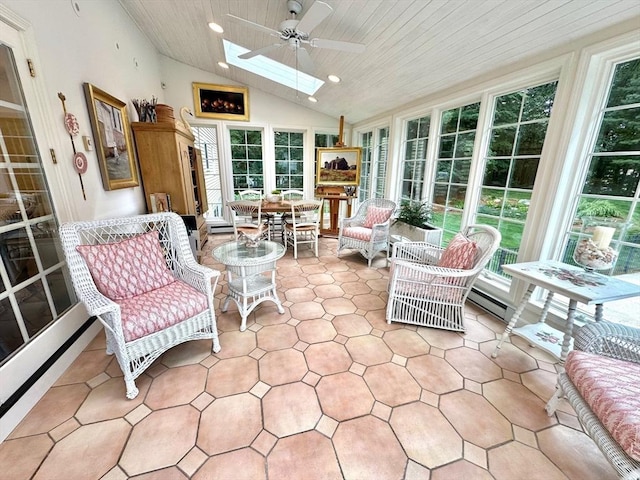 10 Granada Way, Andover, MA 01810 - sunroom with a skylight, healthy amount of natural light, recessed lighting, lofted ceiling, and wood ceiling