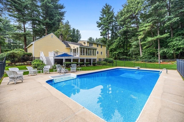 10 Granada Way, Andover, MA 01810 - view of pool with a patio, stairs, and view of scattered trees
