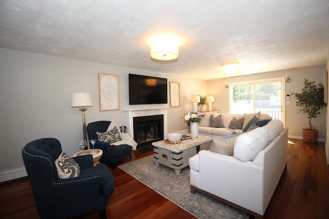 12 Bonin Dr, Haverhill, MA 01832 - living room with wood finished floors, a glass covered fireplace, and baseboards