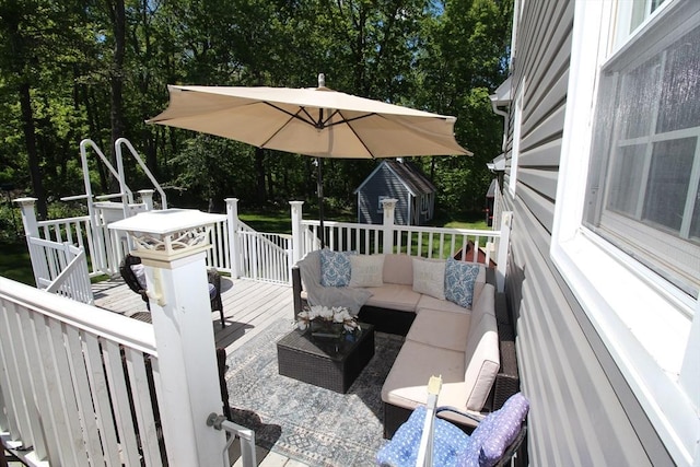 12 Bonin Dr, Haverhill, MA 01832 - wooden terrace featuring an outdoor living space and view of scattered trees