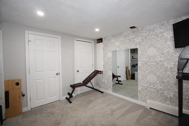 12 Bonin Dr, Haverhill, MA 01832 - workout room with carpet flooring, wallpapered walls, baseboards, and recessed lighting