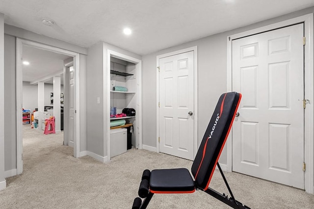 12 Bonin Dr, Haverhill, MA 01832 - exercise room featuring light carpet, baseboards, and recessed lighting