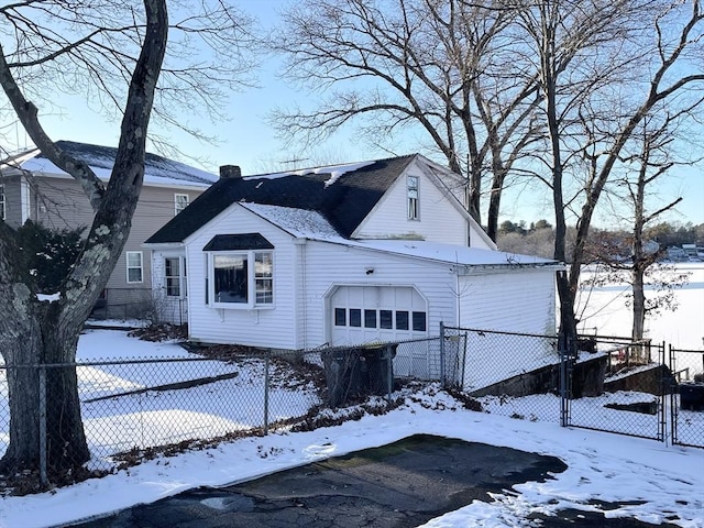 view of snow covered property