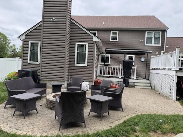 48 Twin Brook Ln, Taunton, MA 02780 - view of patio / terrace with a wooden deck, central AC unit, and an outdoor living space