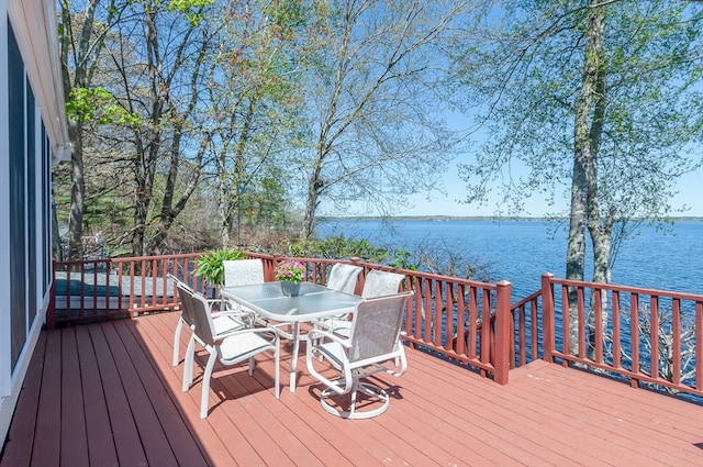 deck with a water view