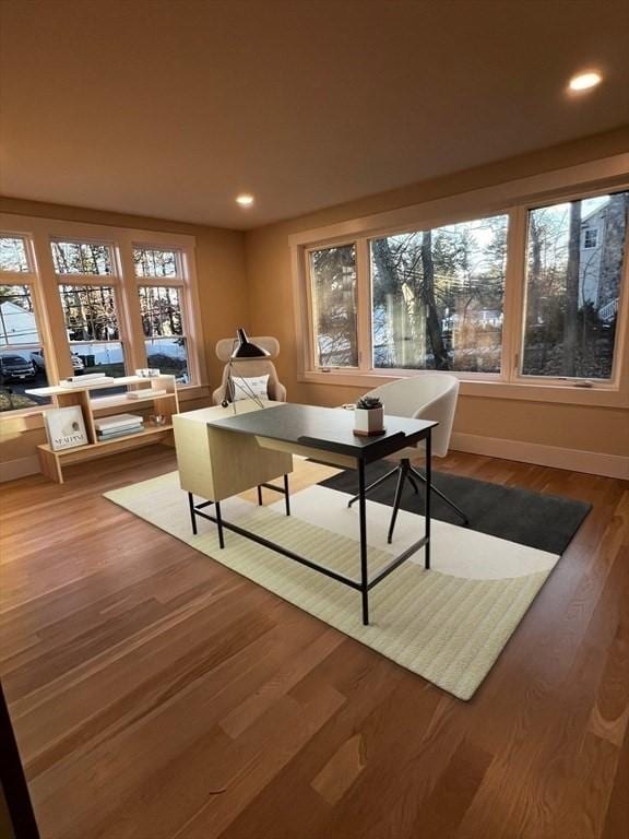 1 Harvard Ave, Burlington, MA 01803 - living room featuring an office area, healthy amount of natural light, recessed lighting, and wood finished floors