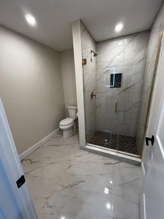 1 Harvard Ave, Burlington, MA 01803 - bathroom with marble finish flooring, a marble finish shower, and recessed lighting