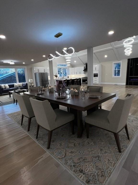 1 Harvard Ave, Burlington, MA 01803 - dining area with light wood-style floors, recessed lighting, and a chandelier