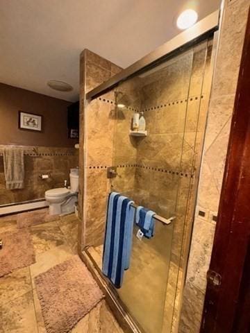 139 Westmoor Rd, Boston, MA 02132 - bathroom with a stall shower and baseboard heating