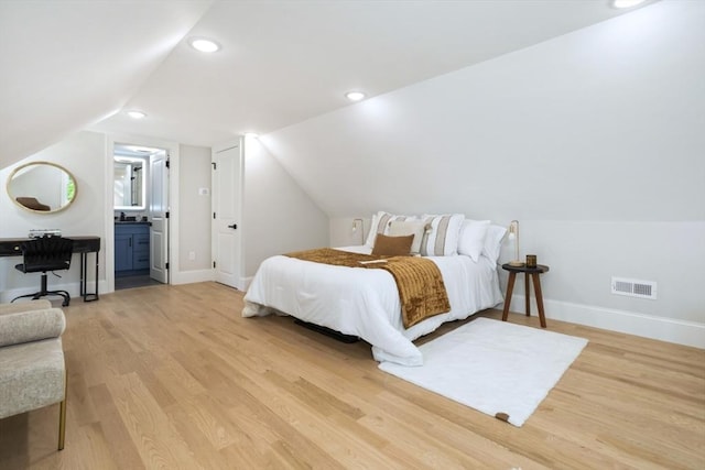 45 Sargent Ave, Somerville, MA 02145 - bedroom featuring baseboards, recessed lighting, light wood-type flooring, and lofted ceiling