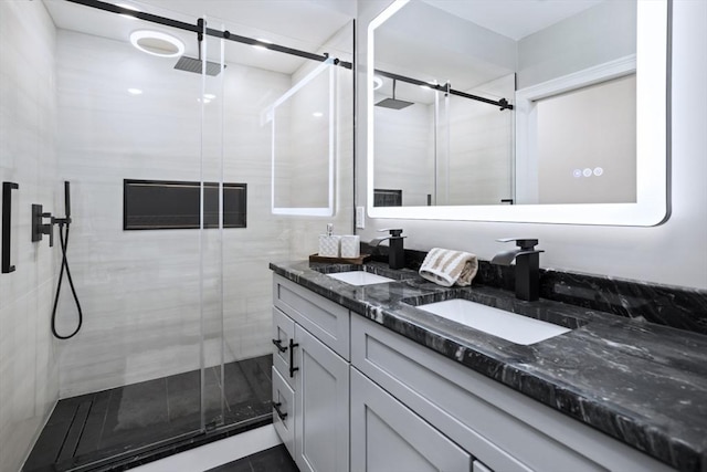 45 Sargent Ave, Somerville, MA 02145 - full bathroom featuring double vanity and a shower stall
