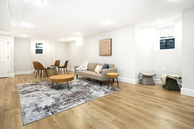 45 Sargent Ave, Somerville, MA 02145 - living area with light wood-type flooring, baseboards, and recessed lighting
