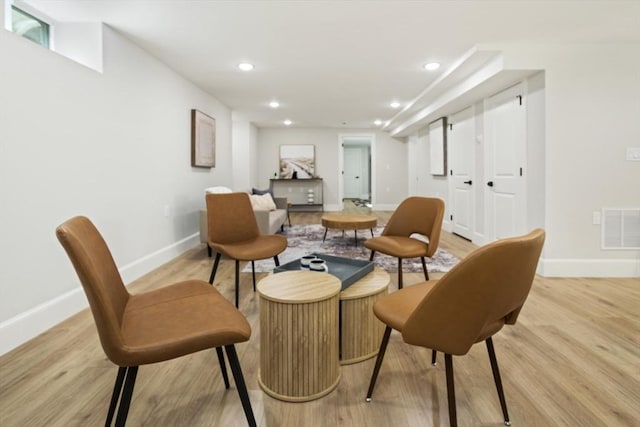 45 Sargent Ave, Somerville, MA 02145 - sitting room with baseboards, light wood finished floors, and recessed lighting