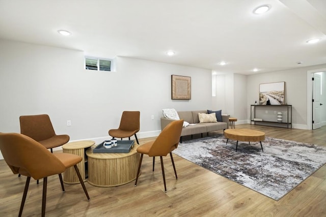 45 Sargent Ave, Somerville, MA 02145 - living area with light wood-type flooring, baseboards, and recessed lighting