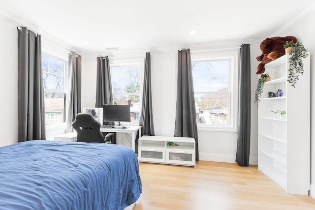 1 Marlin Rd, Boston, MA 02132 - bedroom featuring light wood finished floors, crown molding, visible vents, and baseboards