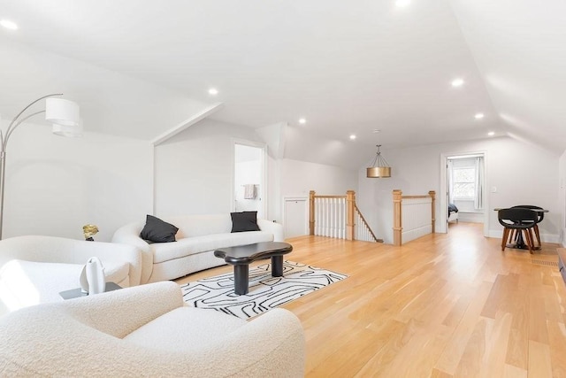 1 Marlin Rd, Boston, MA 02132 - living room with lofted ceiling, light wood-type flooring, and recessed lighting