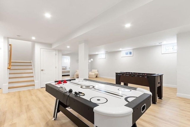 1 Marlin Rd, Boston, MA 02132 - game room featuring baseboards, light wood finished floors, and recessed lighting