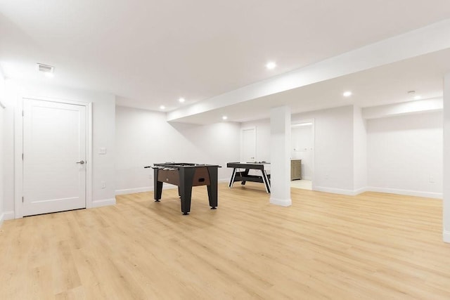 1 Marlin Rd, Boston, MA 02132 - recreation room with recessed lighting, light wood-style flooring, and visible vents