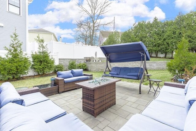 1 Marlin Rd, Boston, MA 02132 - view of patio / terrace featuring a fenced backyard and an outdoor hangout area