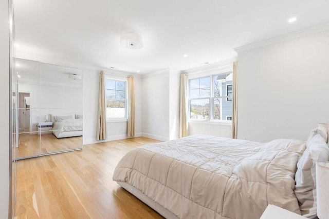 1 Marlin Rd, Boston, MA 02132 - bedroom featuring light wood-style floors, ornamental molding, baseboards, and multiple windows