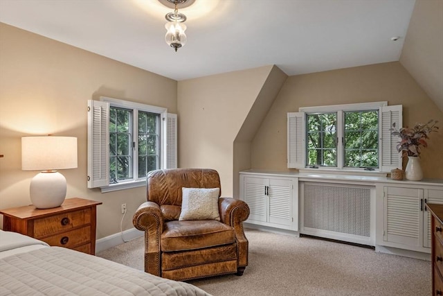 170 Atlantic Ave, Swampscott, MA 01907 - bedroom with light colored carpet, radiator, and lofted ceiling