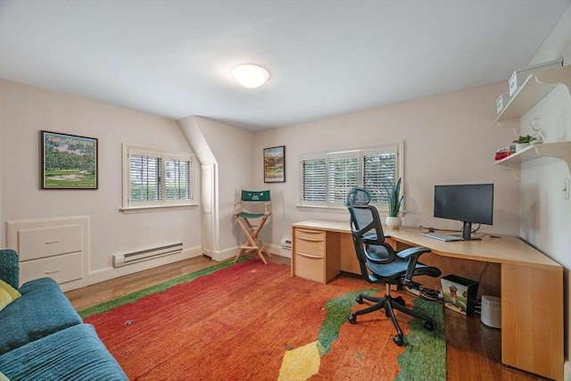 170 Atlantic Ave, Swampscott, MA 01907 - office area featuring a baseboard heating unit and light wood finished floors