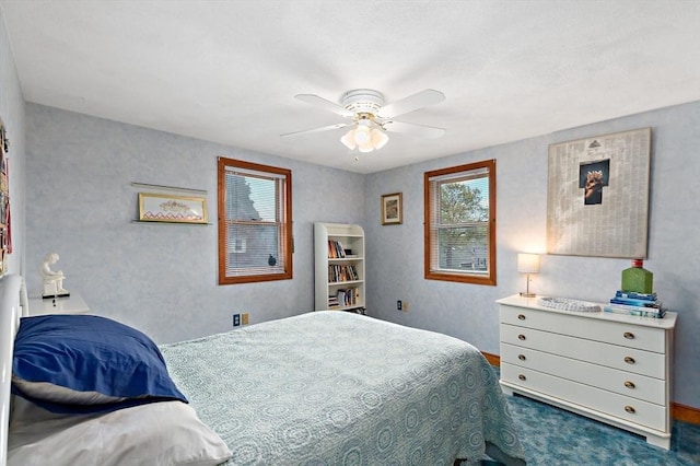 bedroom featuring ceiling fan