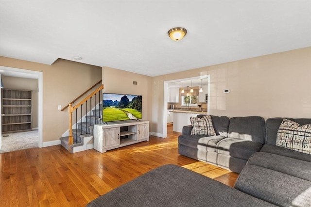 living room featuring light hardwood / wood-style floors