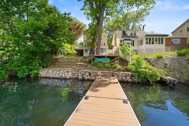 49 Bay View Dr, Shrewsbury, MA 01545 - dock area with stairs and a deck with water view