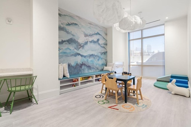 game room featuring hardwood / wood-style floors