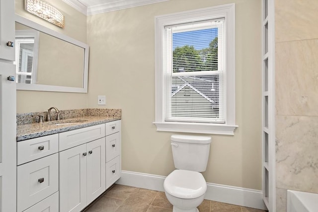 11 Broadway St Unit 2, Stoneham, MA 02180 - bathroom with vanity, crown molding, and a bath