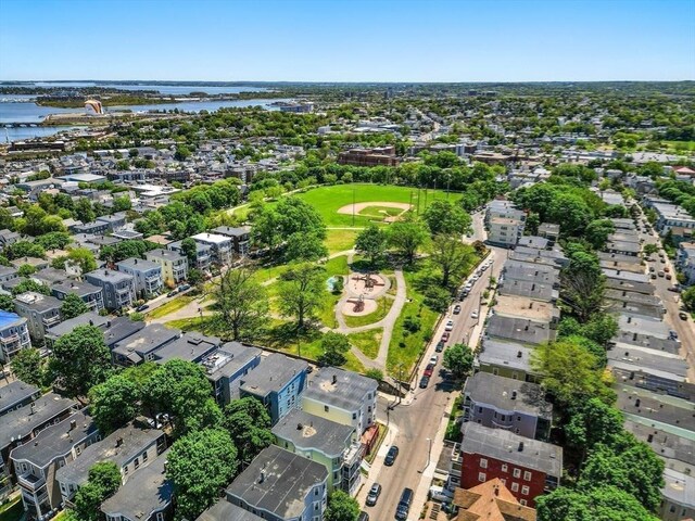 aerial overview of property's location with a nearby body of water