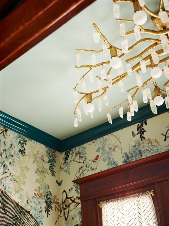 detailed view of a chandelier
