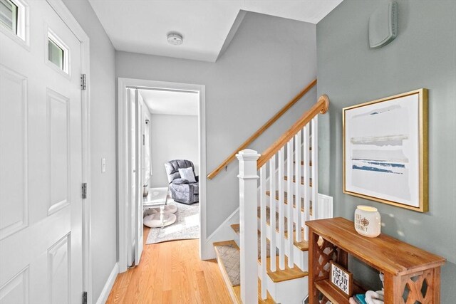 111 Spruce St, Middleboro, MA 02346 - staircase featuring wood finished floors and baseboards