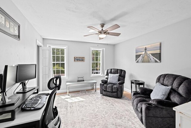111 Spruce St, Middleboro, MA 02346 - office featuring wood finished floors, a ceiling fan, and baseboards
