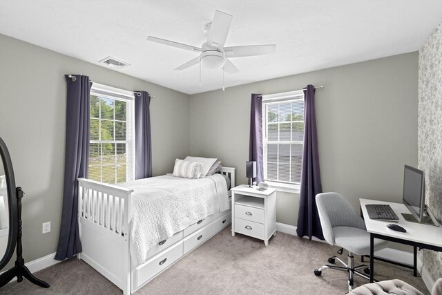 111 Spruce St, Middleboro, MA 02346 - bedroom with multiple windows, light carpet, a ceiling fan, and a desk