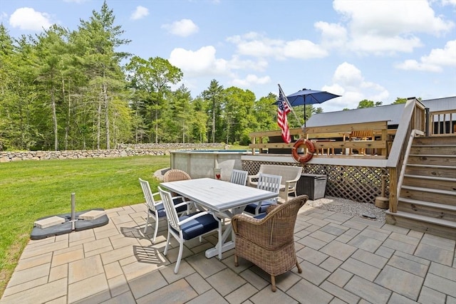 111 Spruce St, Middleboro, MA 02346 - view of patio featuring outdoor dining space and stairs